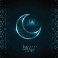brilhante Ramadã kareem lua e mesquita cartão Projeto vetor