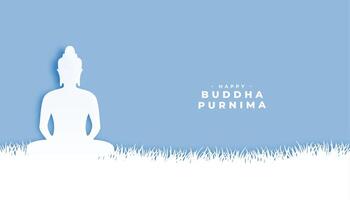 elegante feliz Buda purnima fundo dentro papel cortar estilo vetor