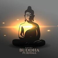 elegante Buda purnima cumprimento fundo com brilhante luz efeito vetor