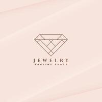 linha estilo joalheria logotipo modelo com diamante ícone mínimo Projeto vetor