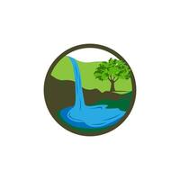 cascata rio montanha floresta nuvem logotipo vetor, cachoeira logotipo Projeto vetor modelo.