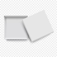 caixa de papelão de embalagem aberta vazia branca para design de maquete vetor