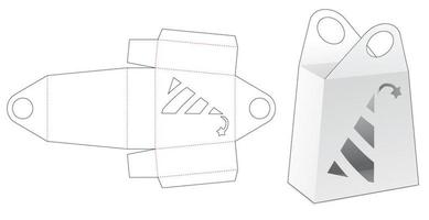 caixa de alça de papelão com molde recortado de chapéu de festa estampado vetor