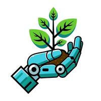robô mão segurando verde plantar pró vetor