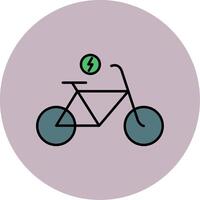 elétrico bicicleta linha preenchidas multicor círculo ícone vetor
