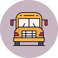 escola ônibus linha preenchidas multicor círculo ícone vetor