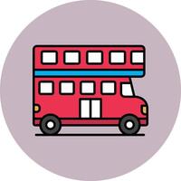 Duplo ônibus linha preenchidas multicor círculo ícone vetor