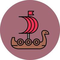 viking navio linha preenchidas multicor círculo ícone vetor