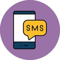 SMS linha preenchidas multicor círculo ícone vetor