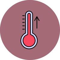 Aumentar temperatura linha preenchidas multicor círculo ícone vetor