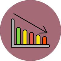 gráfico linha preenchidas multicor círculo ícone vetor