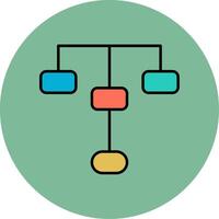 hierárquico estrutura linha preenchidas multicor círculo ícone vetor