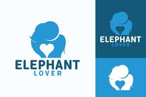 moderno plano elefante amor logotipo Projeto vetor