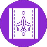 aterrissagem avião glifo círculo ícone vetor