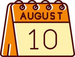 10º do agosto preenchidas escorregou retro ícone vetor