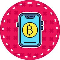 bitcoin linha preenchidas adesivo ícone vetor