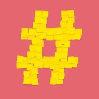 sinal de hashtag notas auto-adesivas amarelo. vetor