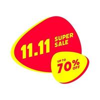 11.11 super banner de venda. banner de venda on-line do dia de compras global. vetor