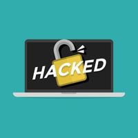 laptop com cadeado aberto na tela. conceito de vírus, pirataria, hacking e segurança. vetor