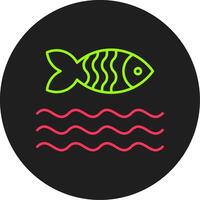ícone de círculo de glifo de peixe vetor