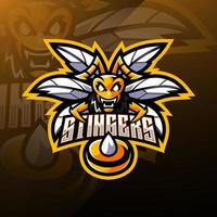 design do logotipo do mascote do Angry Bee Esport vetor