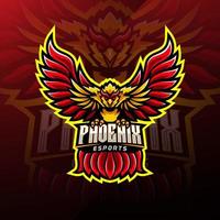 design do logotipo do mascote phoenix esport vetor