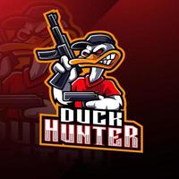 design do logotipo do mascote do duck hunter esport vetor