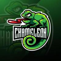 design do logotipo do mascote chameleon esport vetor