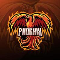 design do logotipo do mascote phoenix esport vetor