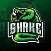 design do logotipo do mascote verde da cobra esport vetor