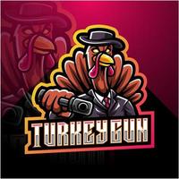 logotipo do mascote do turkey gunner esport vetor