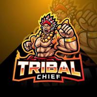 logotipo do mascote tribal chief esport vetor