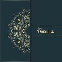 post de mídia social de luxo feliz de Diwali. o festival da luz com ilustração de lâmpadas de óleo de ouro vetor