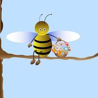 abelha fofa dos desenhos animados vetor