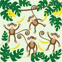 macacos bonitos dos desenhos animados vetor