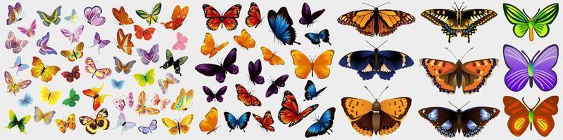 borboletas em aquarela, conjunto de borboletas de vetor, clipart de borboletas, borboleta monarca. vetor desenhado à mão, conjunto de vetores de borboleta