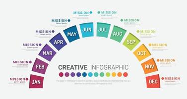 infográfico elementos meio círculo design para todos os planejadores do mês. vetor