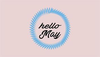 Olá, maio, letras à mão, png com flores vetor