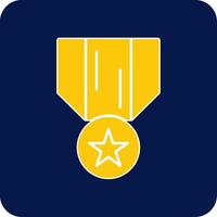 medalha do honra glifo quadrado dois cor ícone vetor