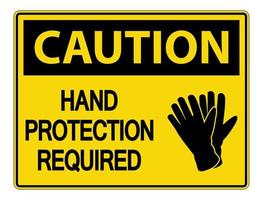 cuidado, proteção das mãos necessária placa de parede em fundo branco vetor