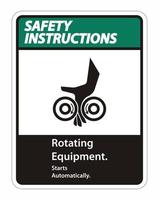 rotating equipment.starts automaticamente simboliza o sinal isolado no fundo branco, ilustração vetorial vetor