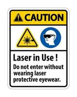 advertência advertência etiqueta de segurança ppe, laser em uso não entre sem usar óculos de proteção contra laser vetor