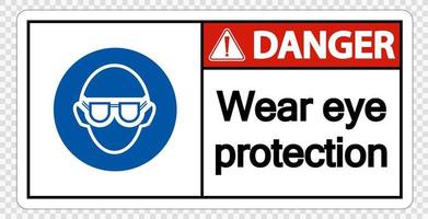perigo usar proteção para os olhos em fundo transparente vetor