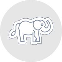 elefante linha adesivo multicolorido ícone vetor