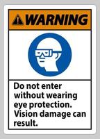 sinal de aviso não entre sem usar proteção para os olhos, podem ocorrer danos à visão vetor