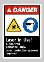 sinal de perigo laser em uso pessoal autorizado, somente proteção a laser vetor