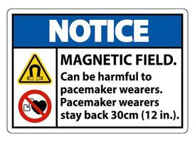 observe que o campo magnético pode ser prejudicial para os usuários de marca-passo. usuários de espaçadores. Fiquem 30 cm vetor