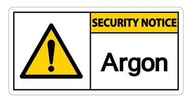 aviso de segurança sinal de símbolo de argônio em fundo branco vetor