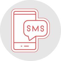 SMS linha adesivo multicolorido ícone vetor