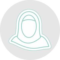 hijab linha adesivo multicolorido ícone vetor